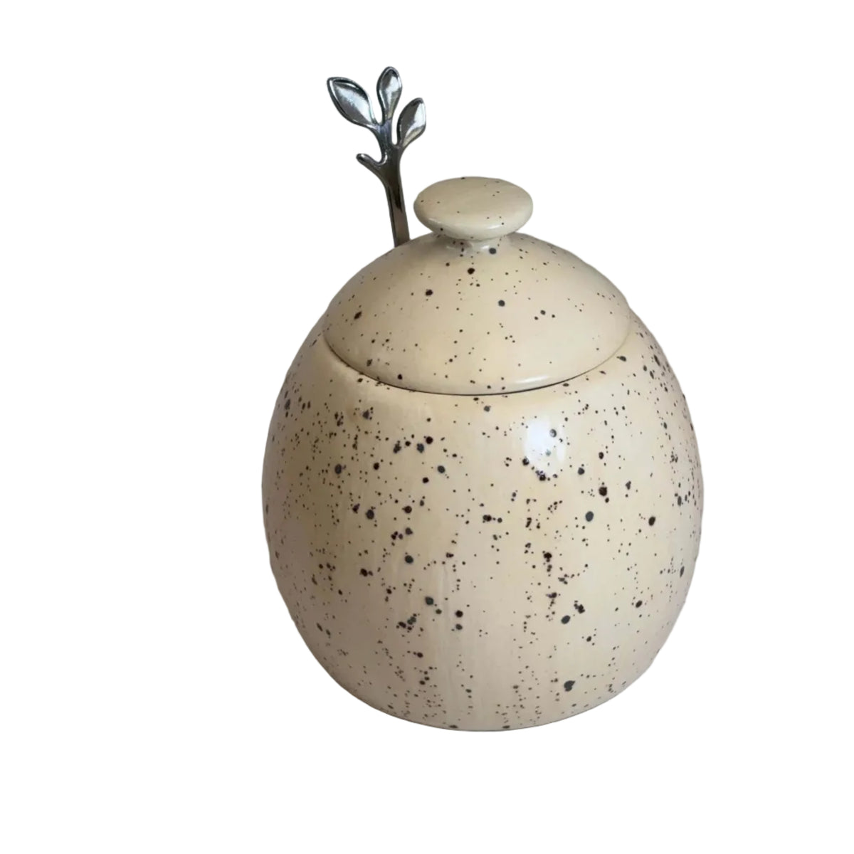 Sugar Bowl with Spoon Honey Speckle Glaze