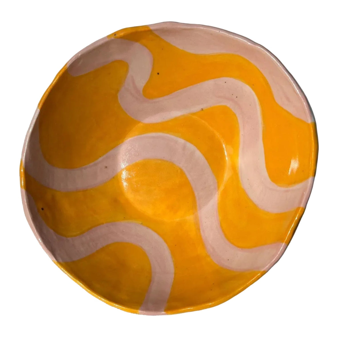 Squiggle Cereal Bowl - Orange and Blush Pink 17cm