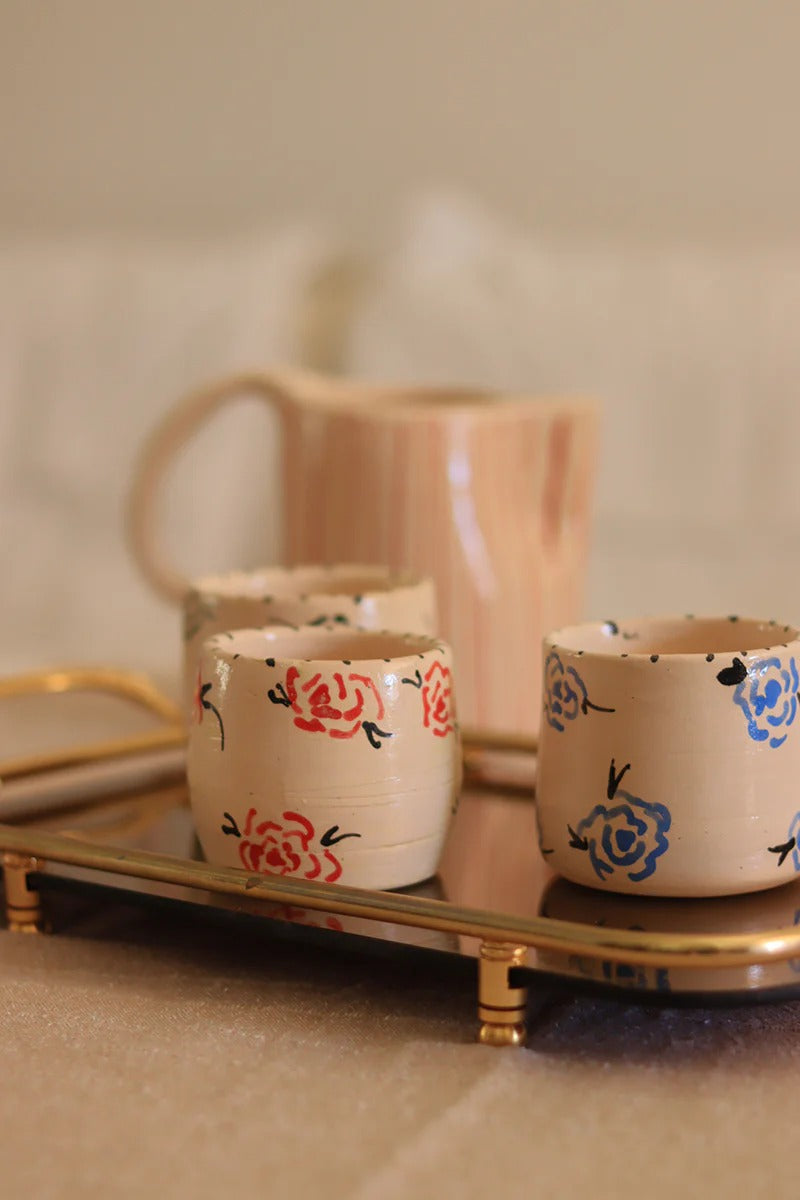 Handcrafted Roses Mug SET of 4