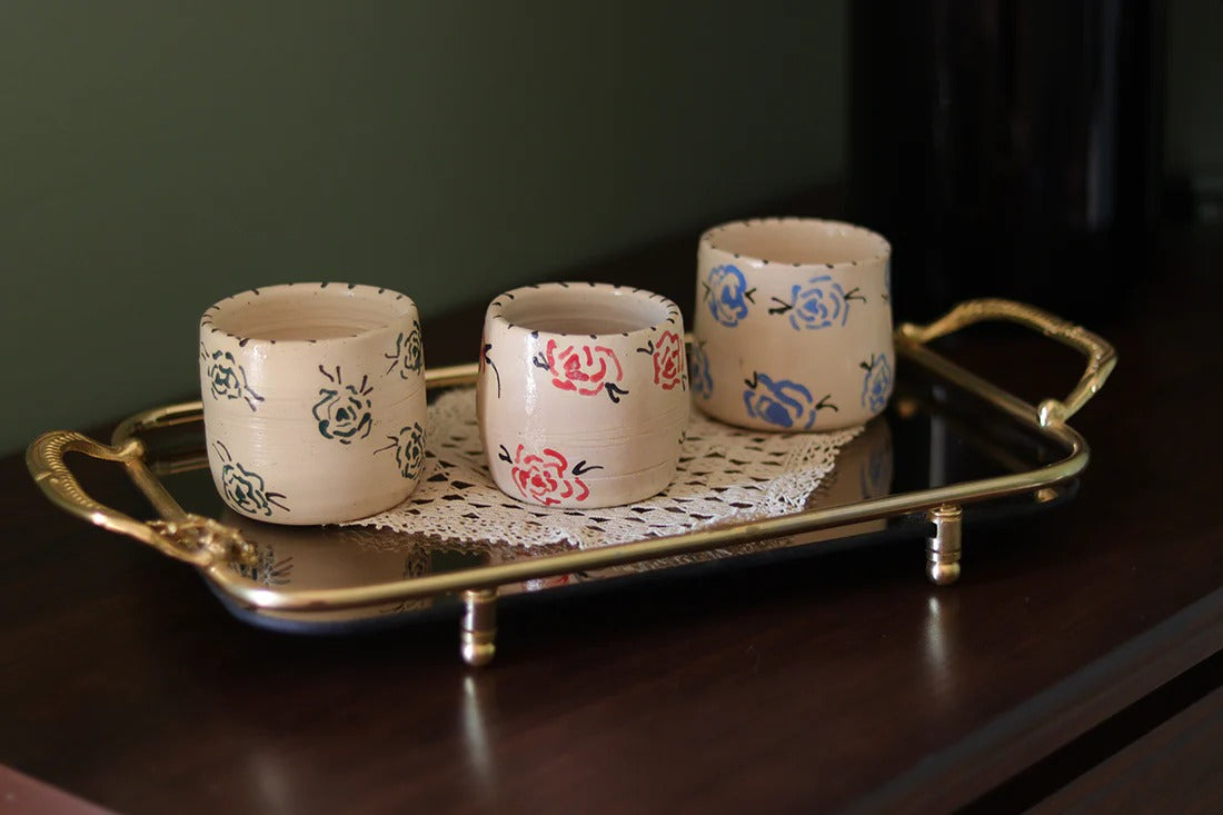 Handcrafted Roses Mug SET of 4