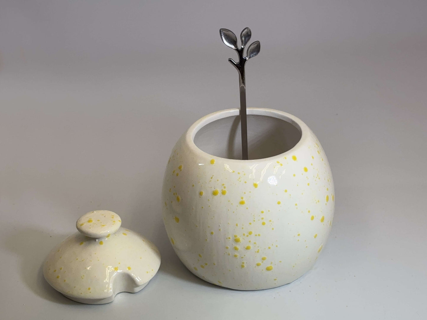 Sugar Bowl White with Yellow Spots