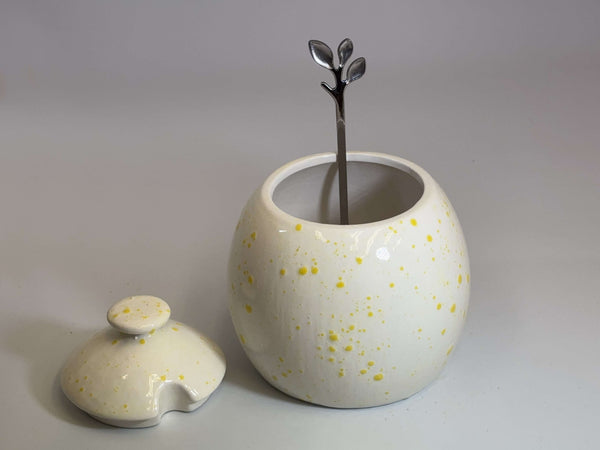 Sugar Bowl White with Yellow Spots
