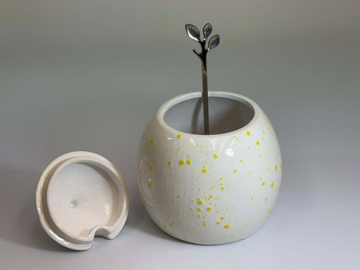 Sugar Bowl White with Yellow Spots