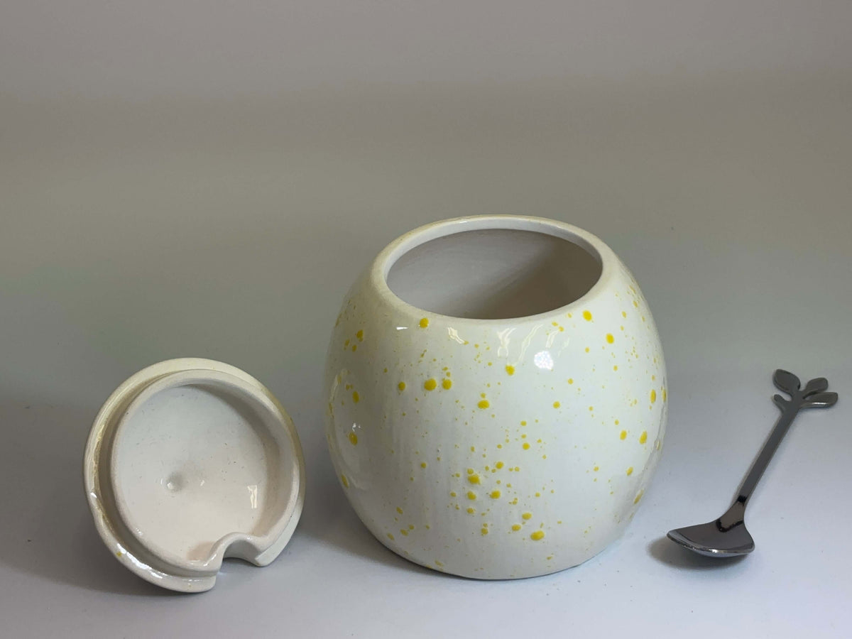 Sugar Bowl White with Yellow Spots