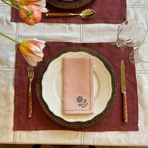 Set of English Rose Napkins with Ruslan Floral Embroidery