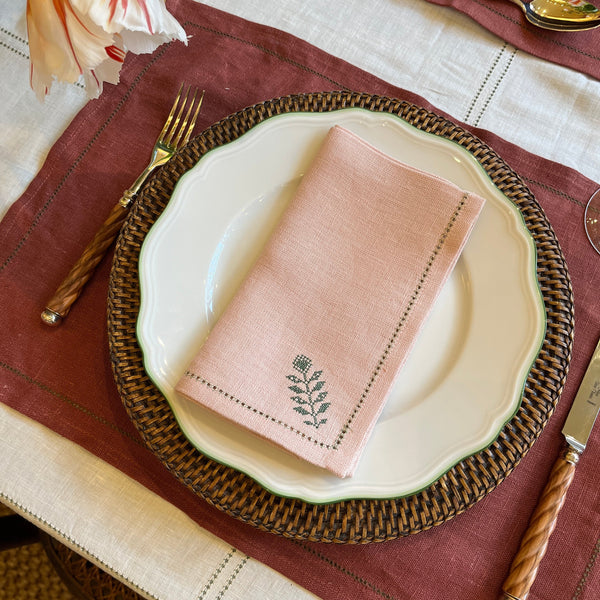 Set of English Rose Napkins with Ludmila Floral Embroidery