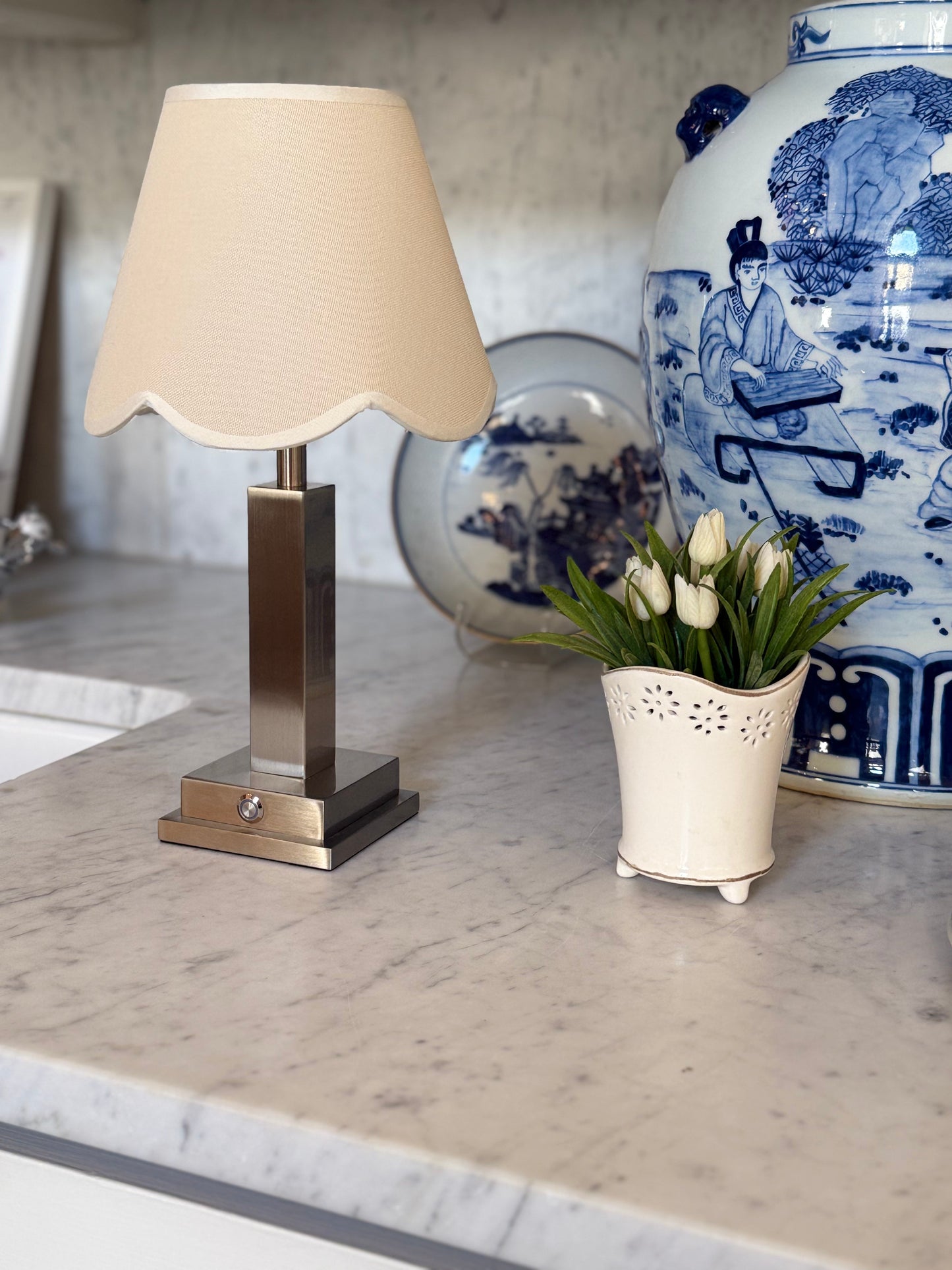 Athena Slim Silver Rechargeable Table Lamp