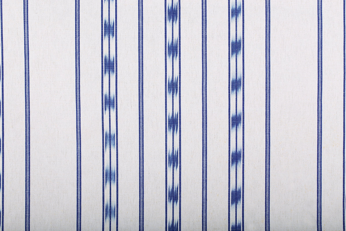 Vicens Fabric - Blue Rails With Indigo Badge