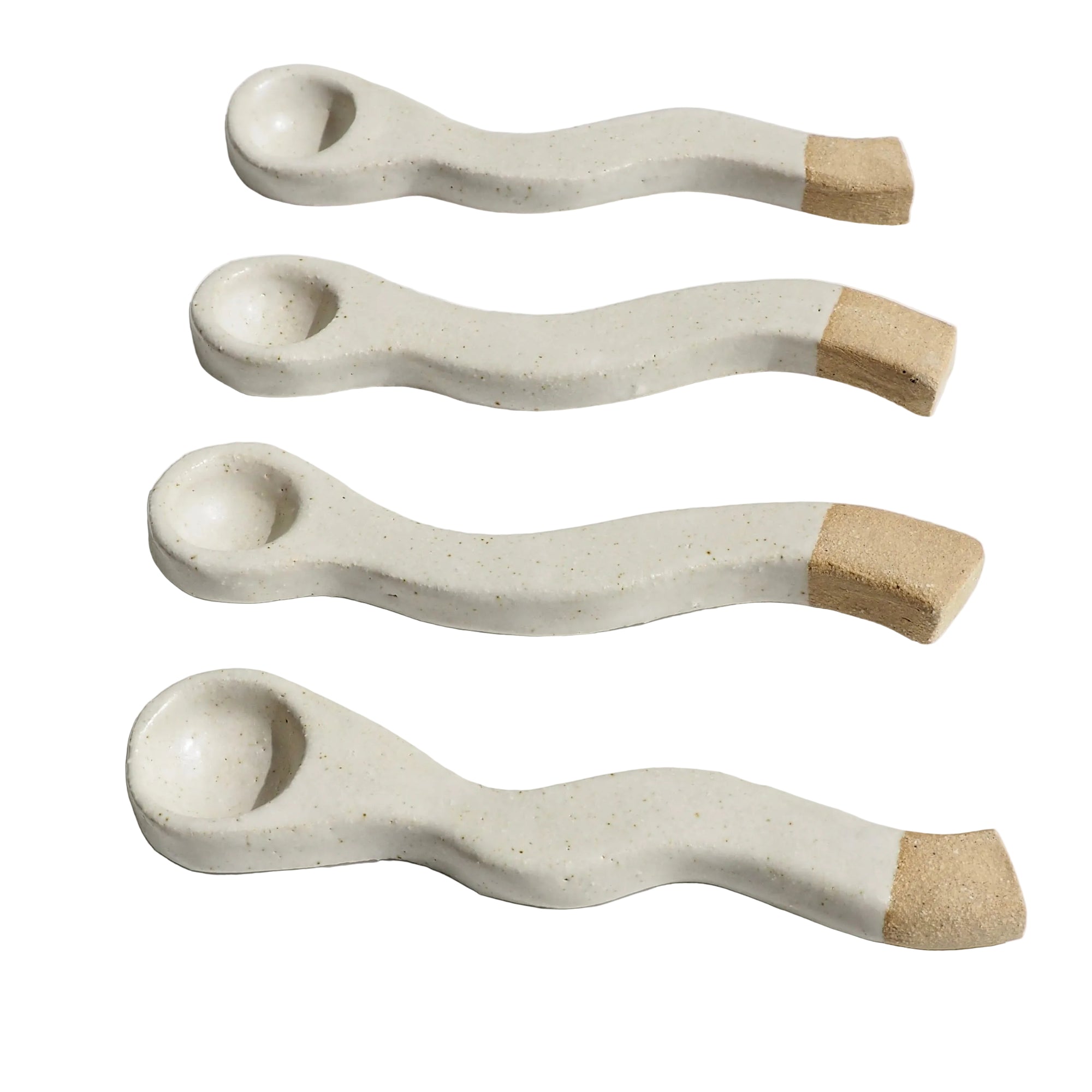 Handmade Wavy Oatmeal Pottery Spoon