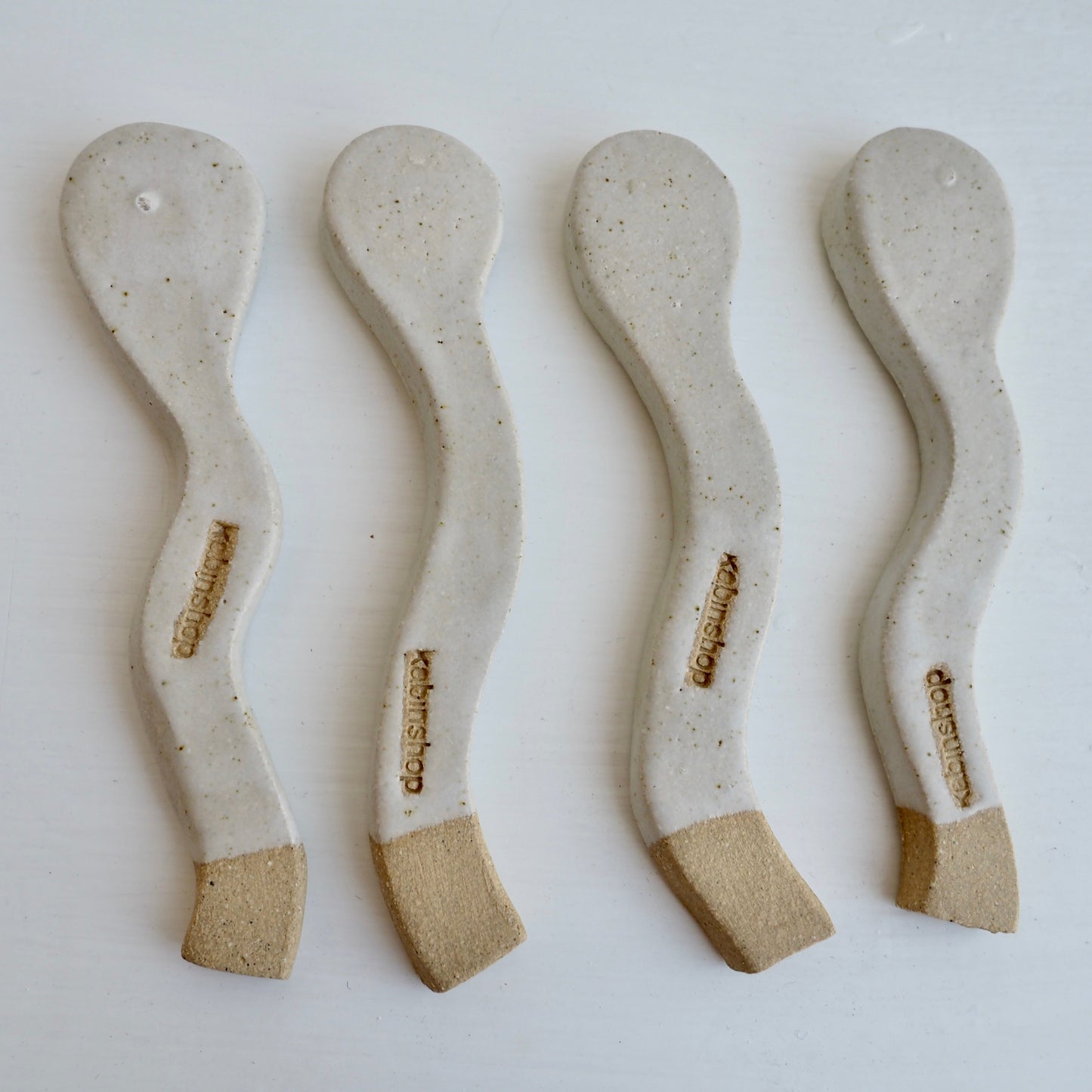 Handmade Wavy Oatmeal Pottery Spoon