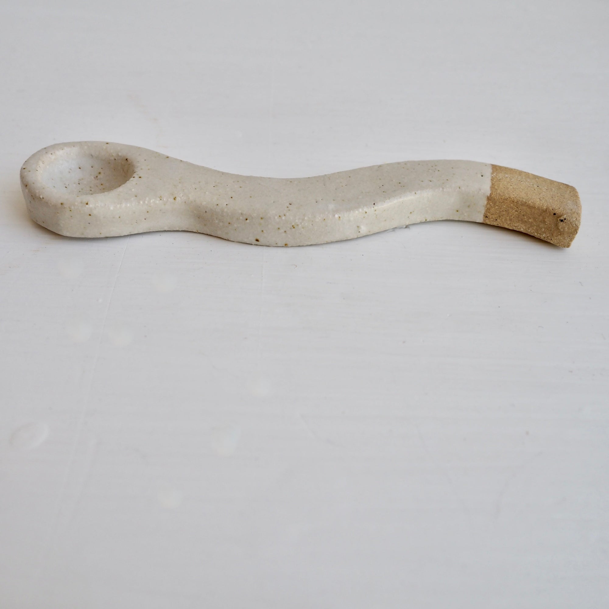 Handmade Wavy Oatmeal Pottery Spoon