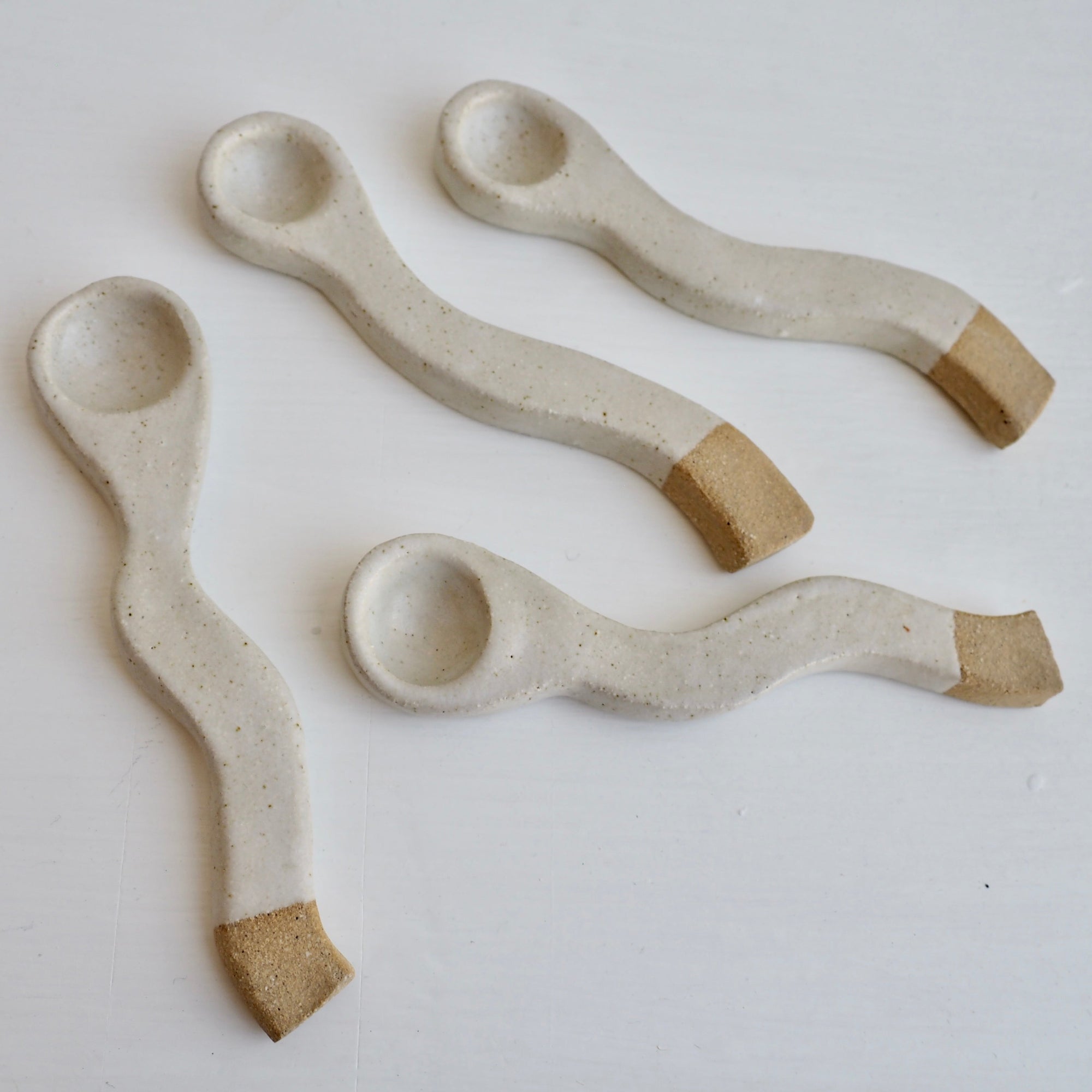 Handmade Wavy Oatmeal Pottery Spoon