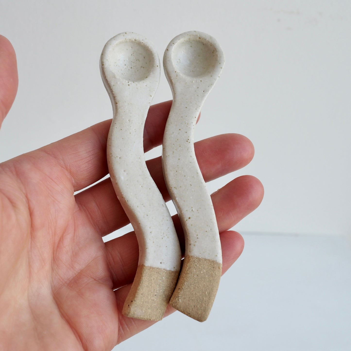 Handmade Wavy Oatmeal Pottery Spoon
