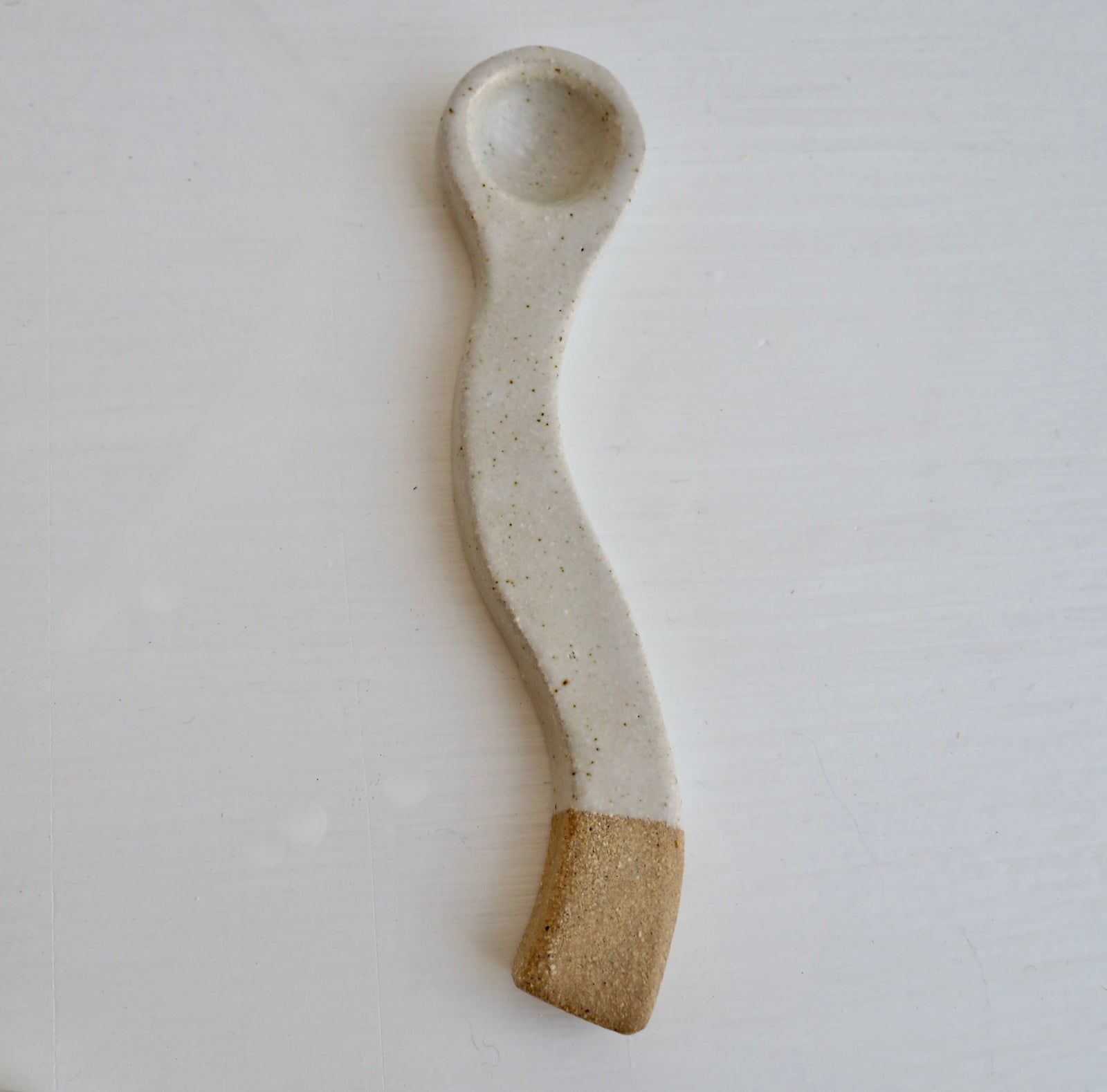 Handmade Wavy Oatmeal Pottery Spoon