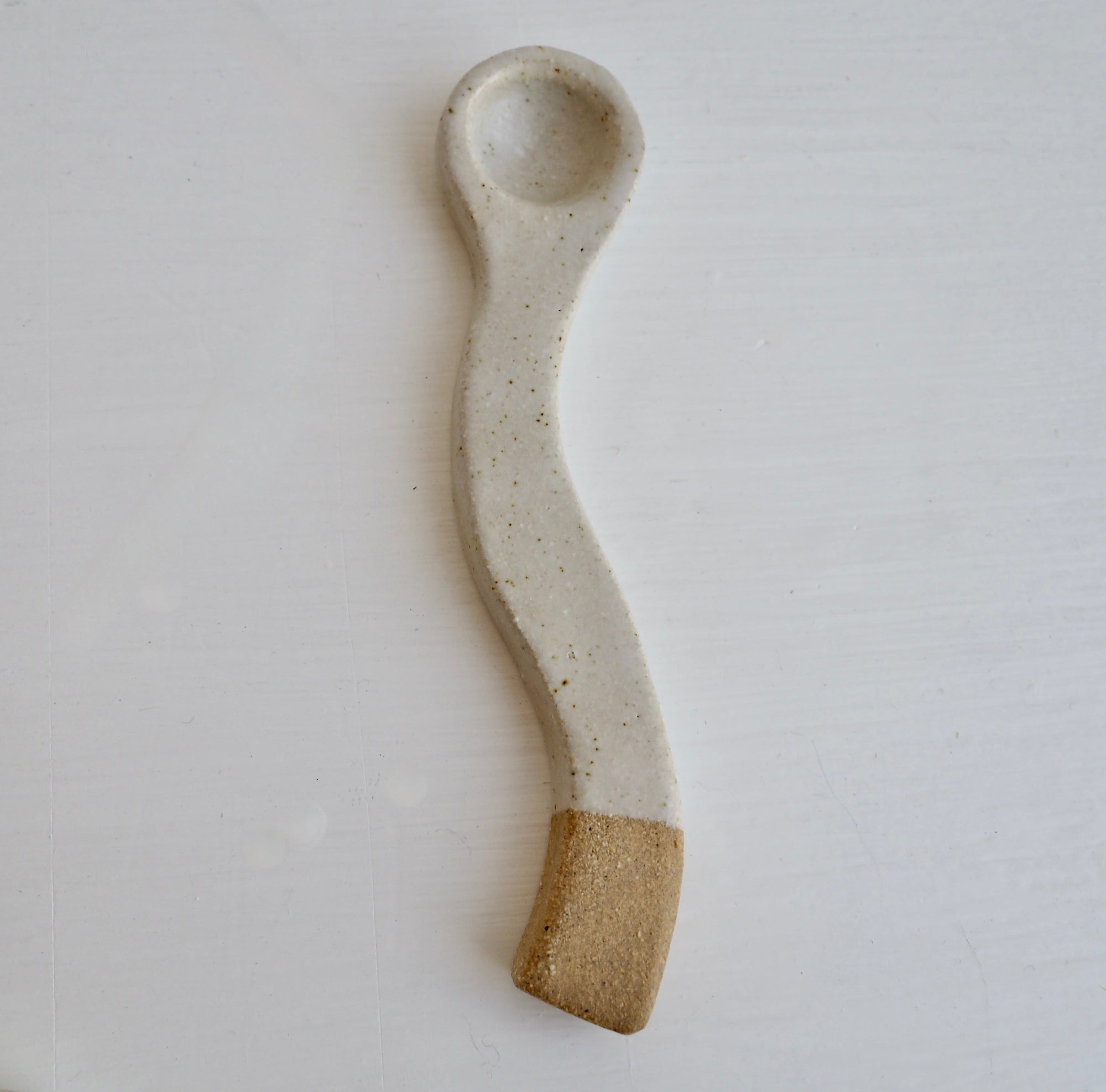 Handmade Wavy Oatmeal Pottery Spoon