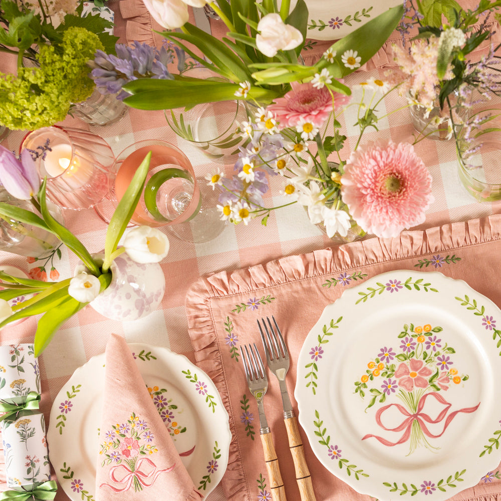 Hand-painted Scalloped Edger Floral Posy Dinner Plate