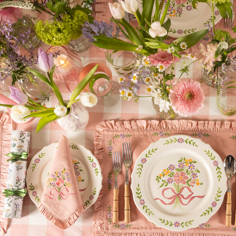 Hand-painted Scalloped Edger Floral Posy Dinner Plate
