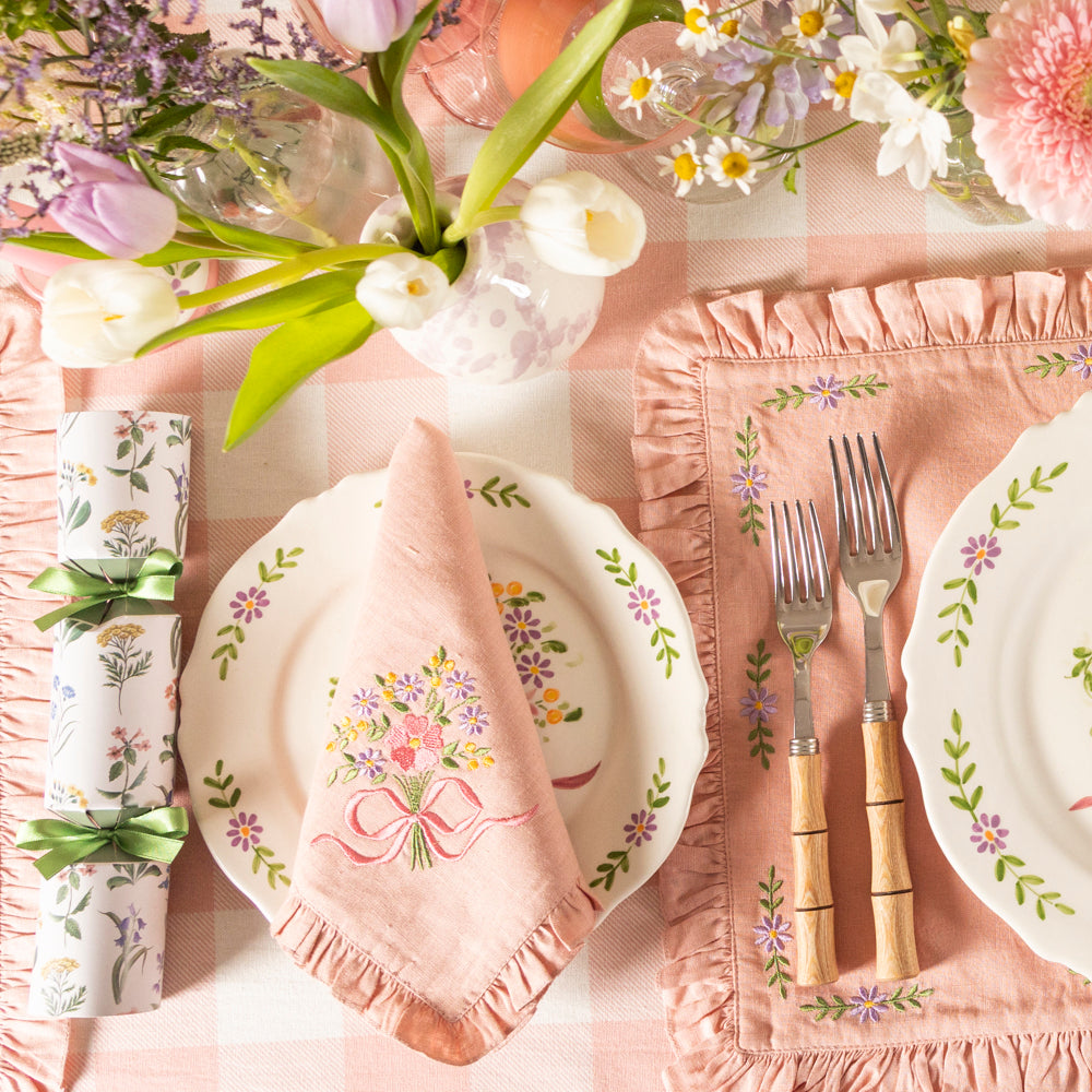 Hand-painted Scalloped Edger Floral Posy Starter Plate - Set of Four