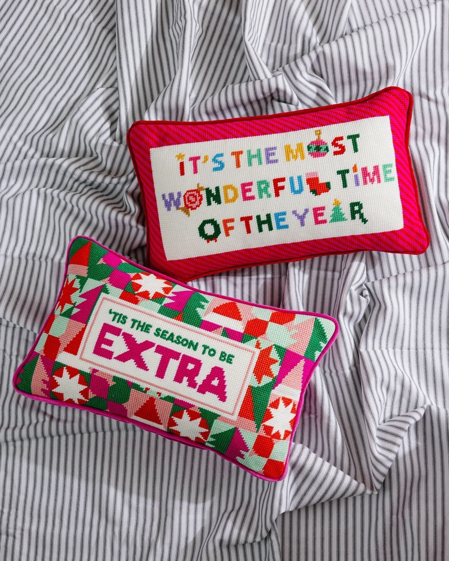 Most Wonderful Time Needlepoint Pillow