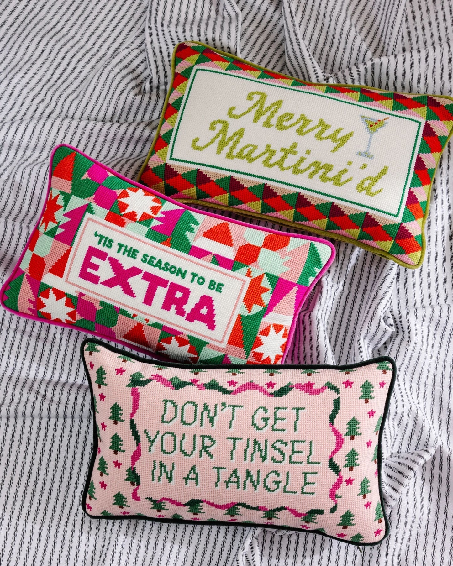 Tis the Extra Season Needlepoint Pillow