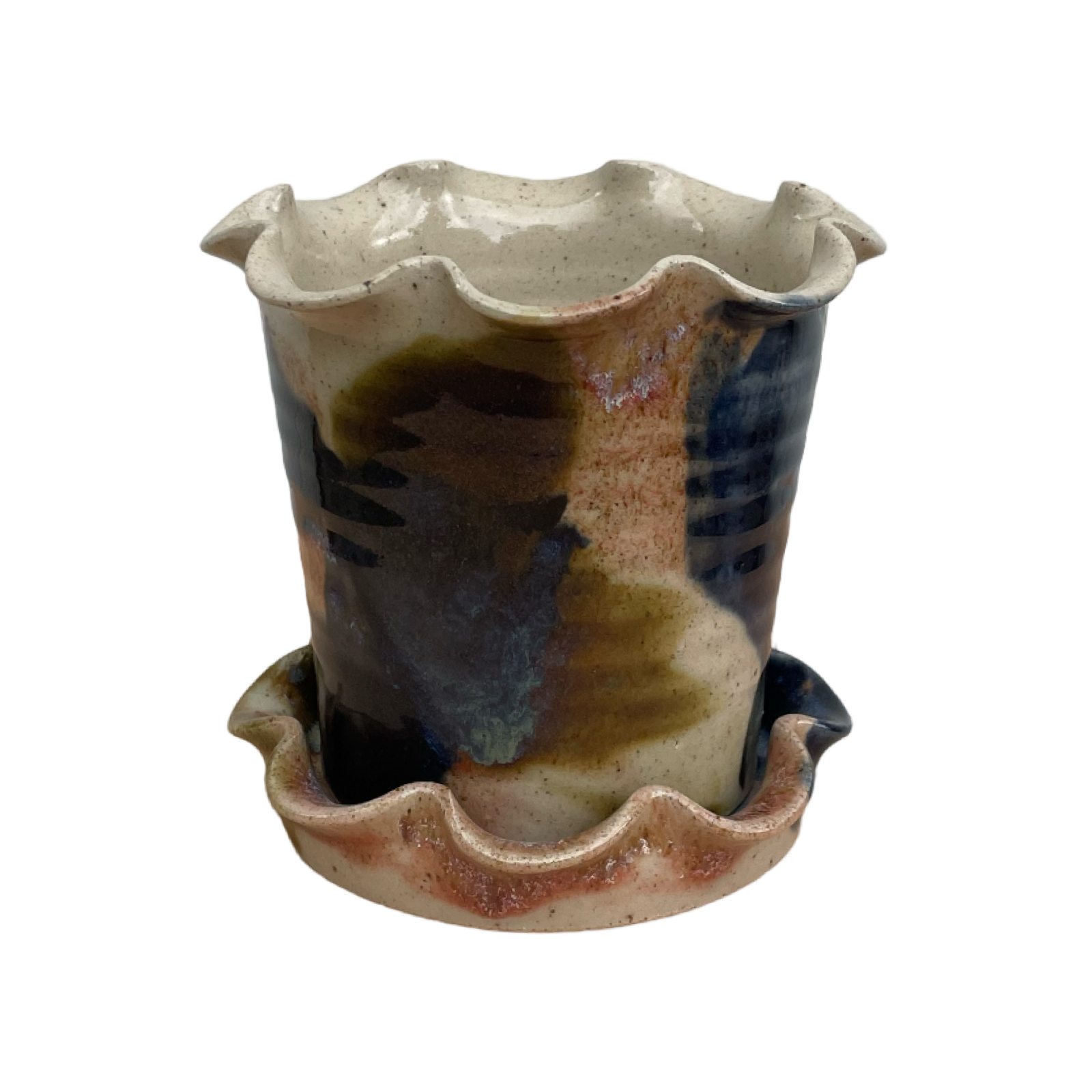 Frilly Pot - Mixed Glaze