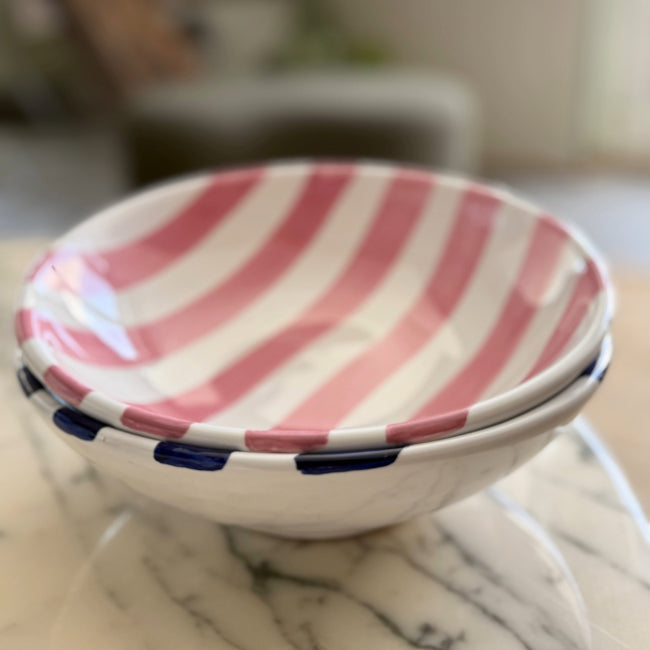 Bowl 20 cm Stripe Orange Blue – Italian Handcrafted Ceramic