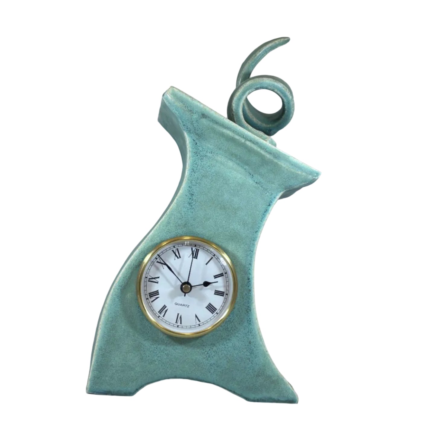 Ceramic Mantel Clock with Enclosed Face - Cornish Copper