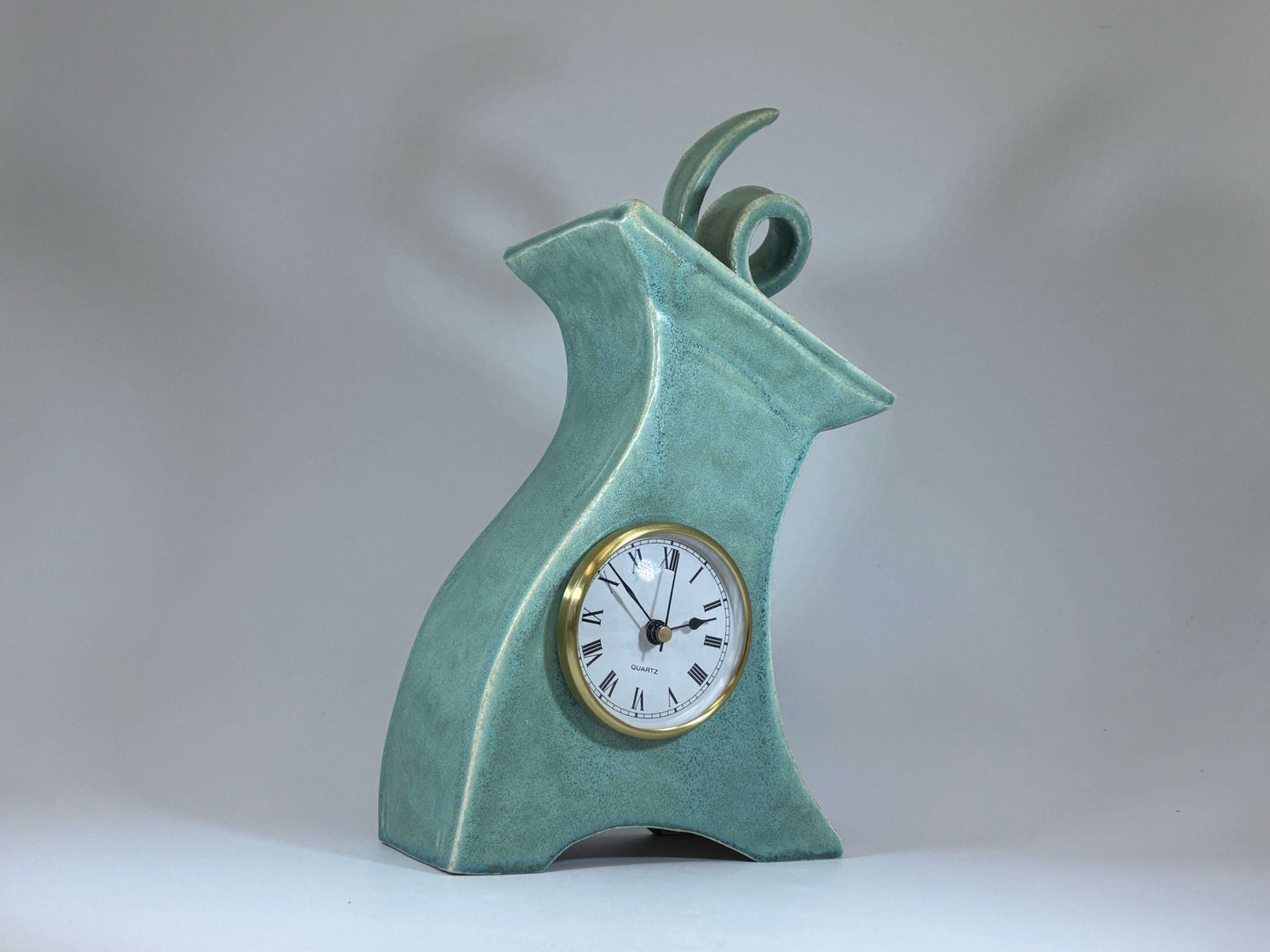 Ceramic Mantel Clock with Enclosed Face - Cornish Copper