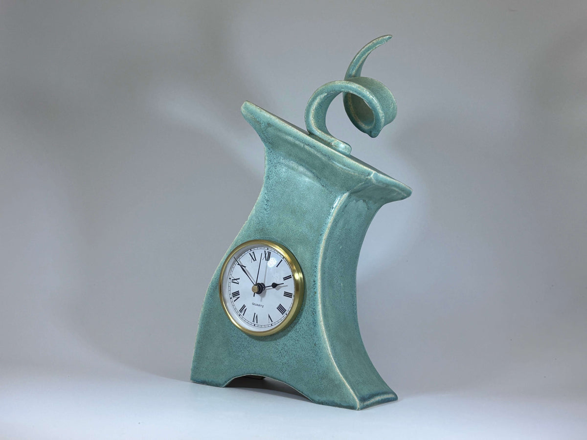 Ceramic Mantel Clock with Enclosed Face - Cornish Copper