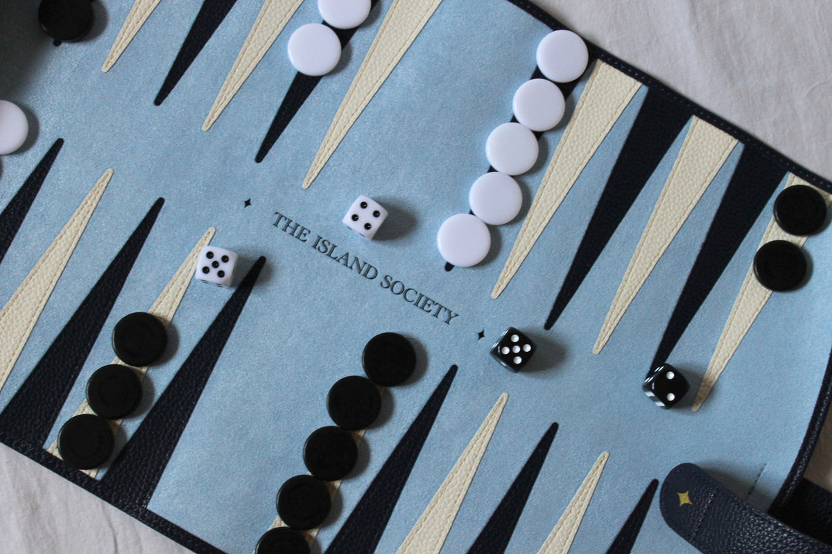 Navy Travel Backgammon Set