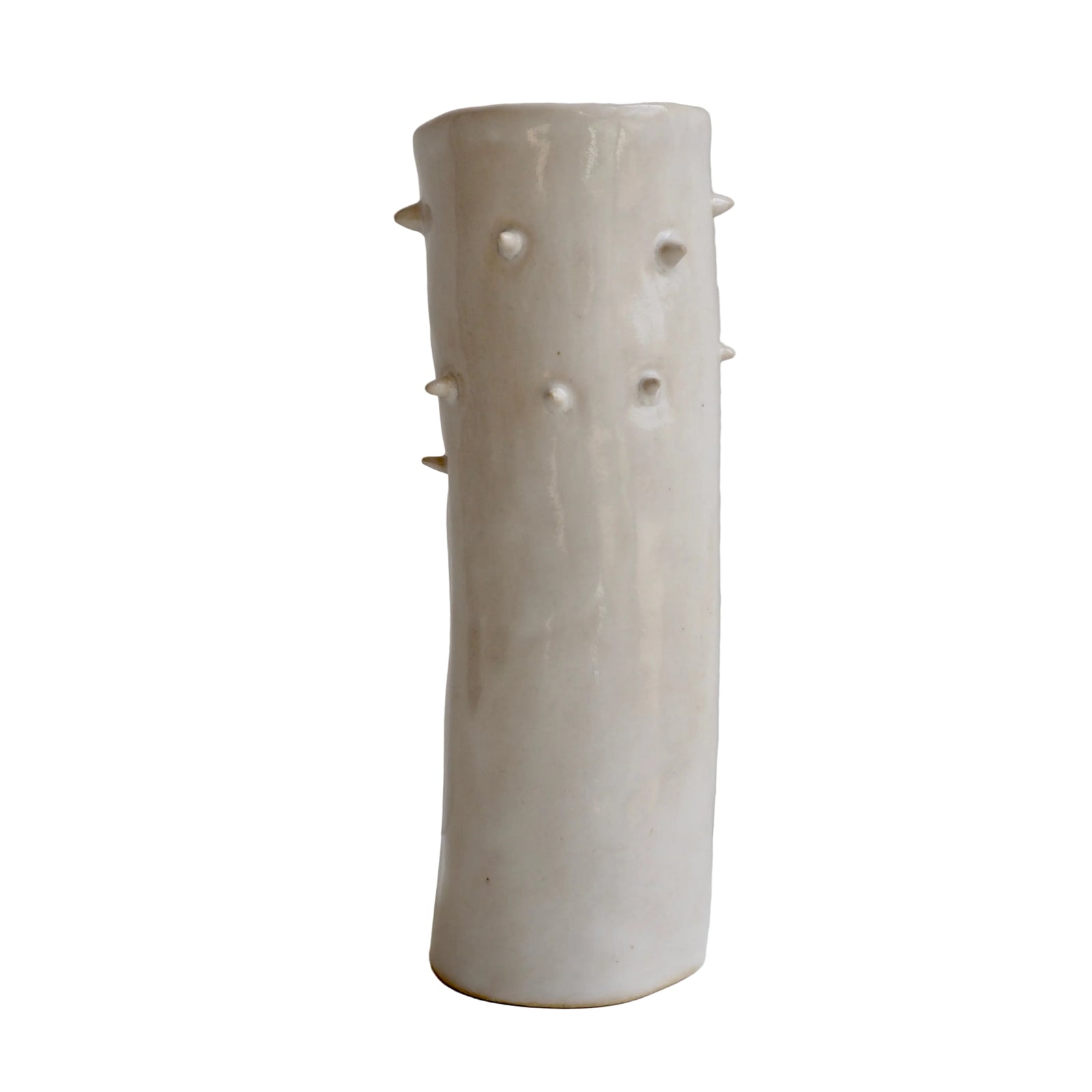 Handmade White Gloss Spiky Ceramic Vase