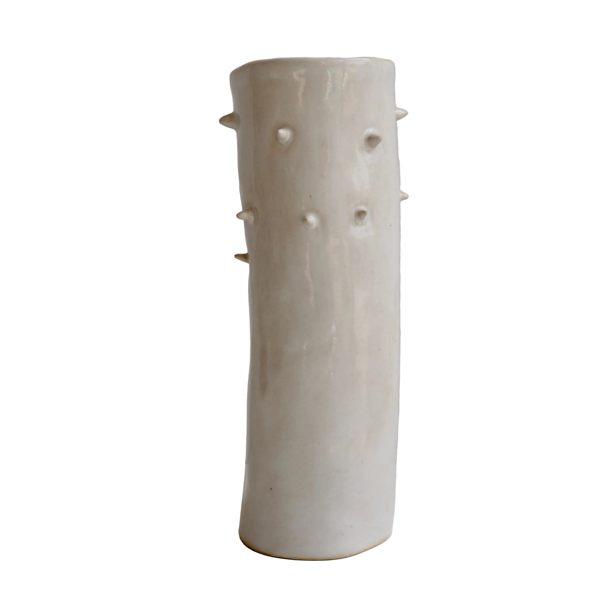 Handmade White Gloss Spiky Ceramic Vase