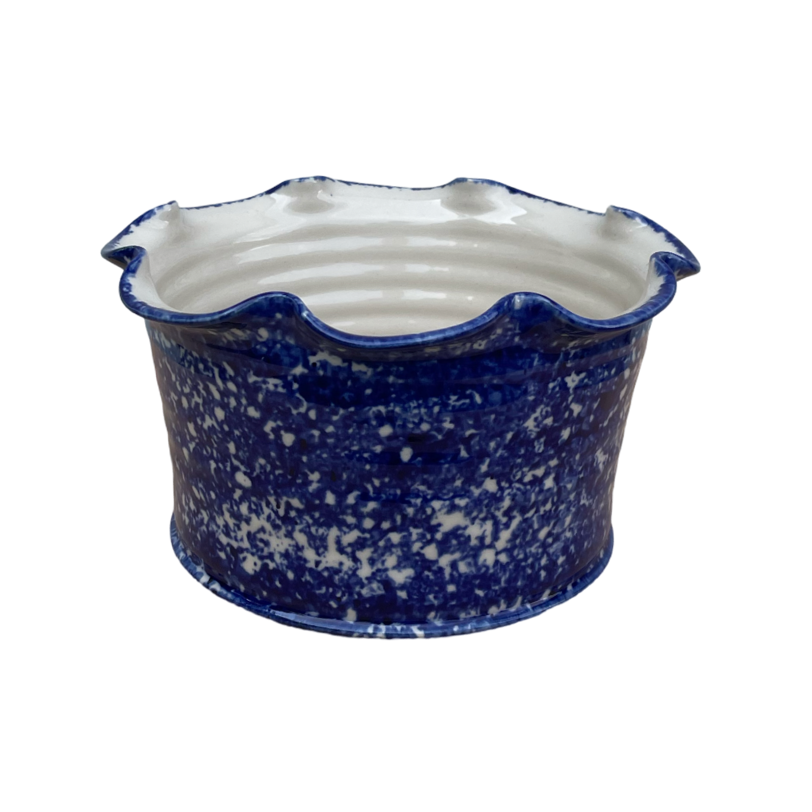 Frilly Dog Bowl - Sponged Cobalt