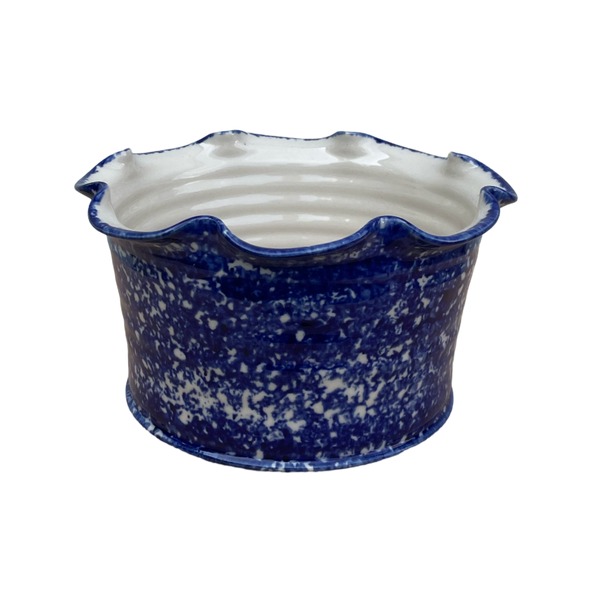 Frilly Dog Bowl - Sponged Cobalt