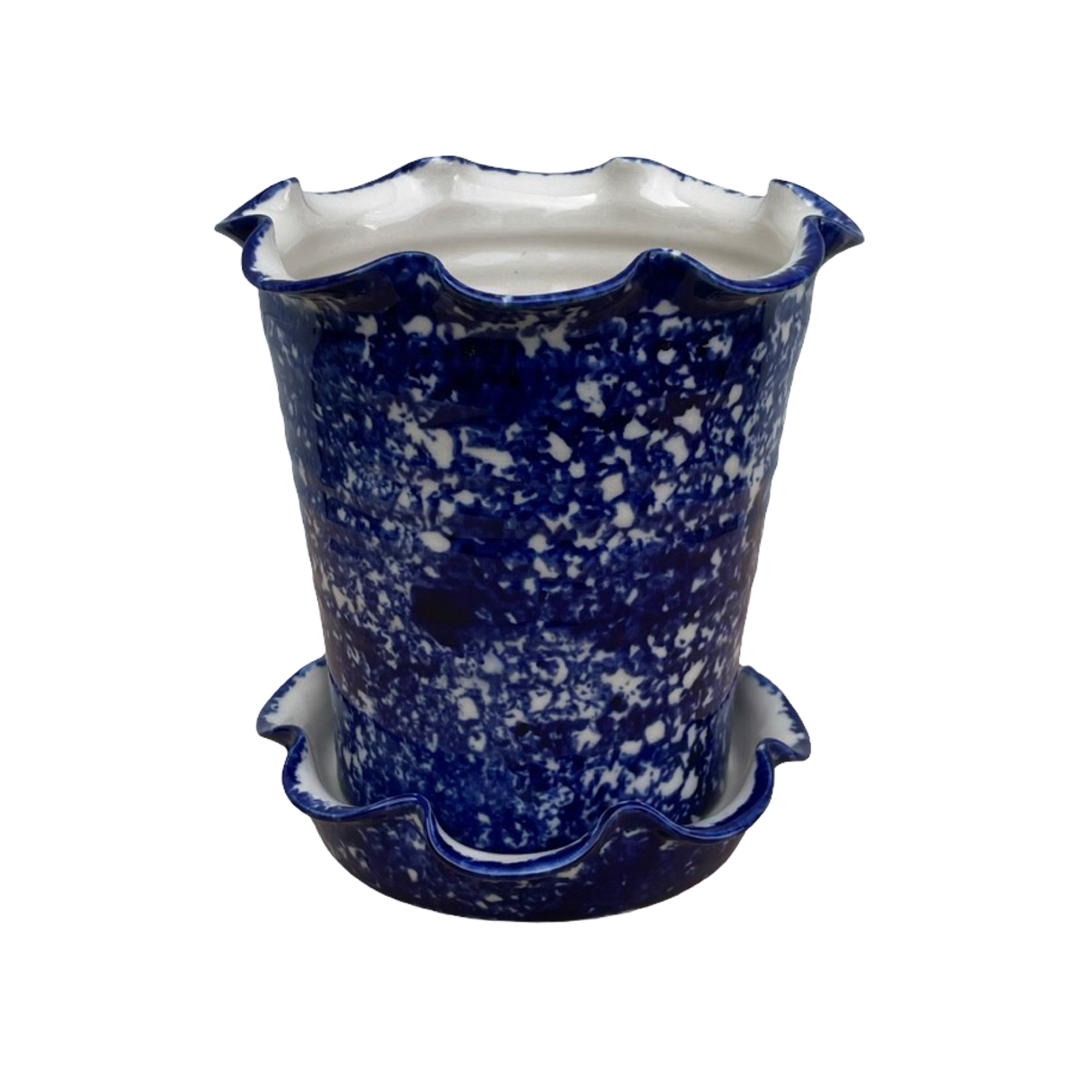 Frilly Pot - Sponged Cobalt