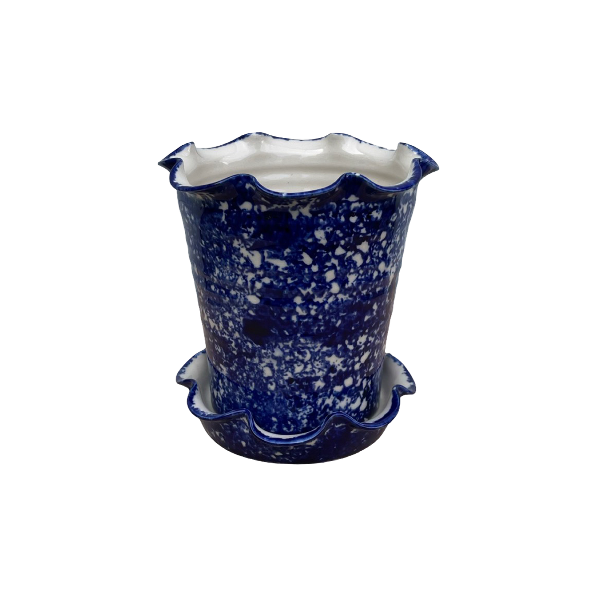 Frilly Pot - Sponged Cobalt