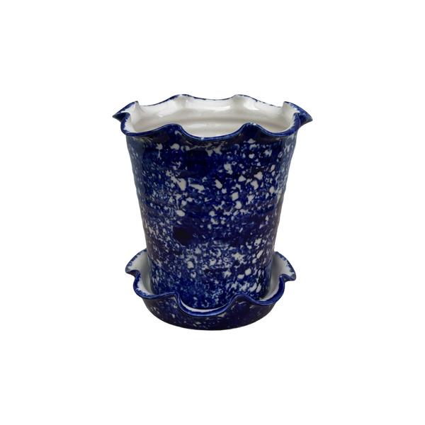 Frilly Pot - Sponged Cobalt