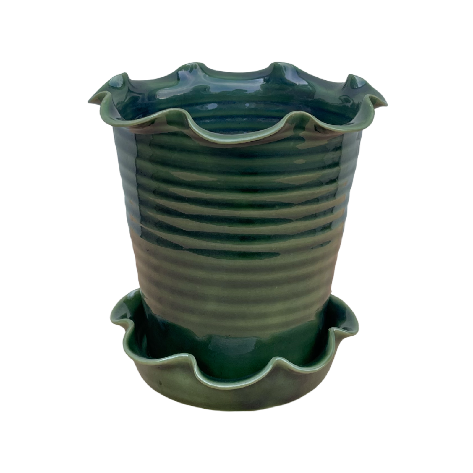 Frilly Pot - Emerald Green