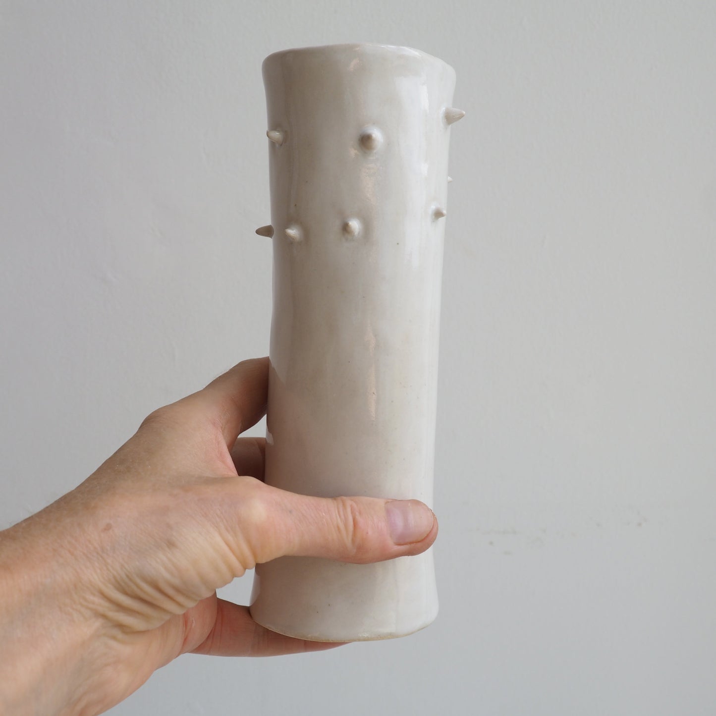 Handmade White Gloss Spiky Ceramic Vase