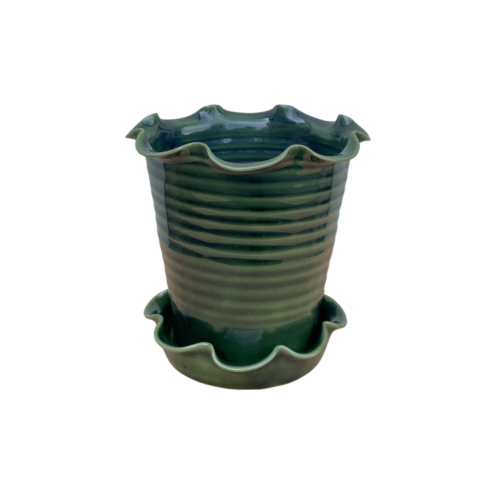 Frilly Pot - Emerald Green