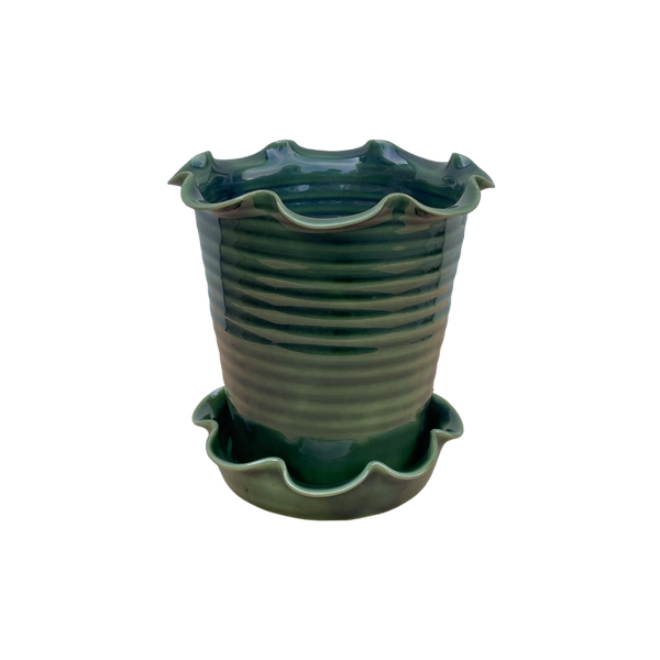 Frilly Pot - Emerald Green