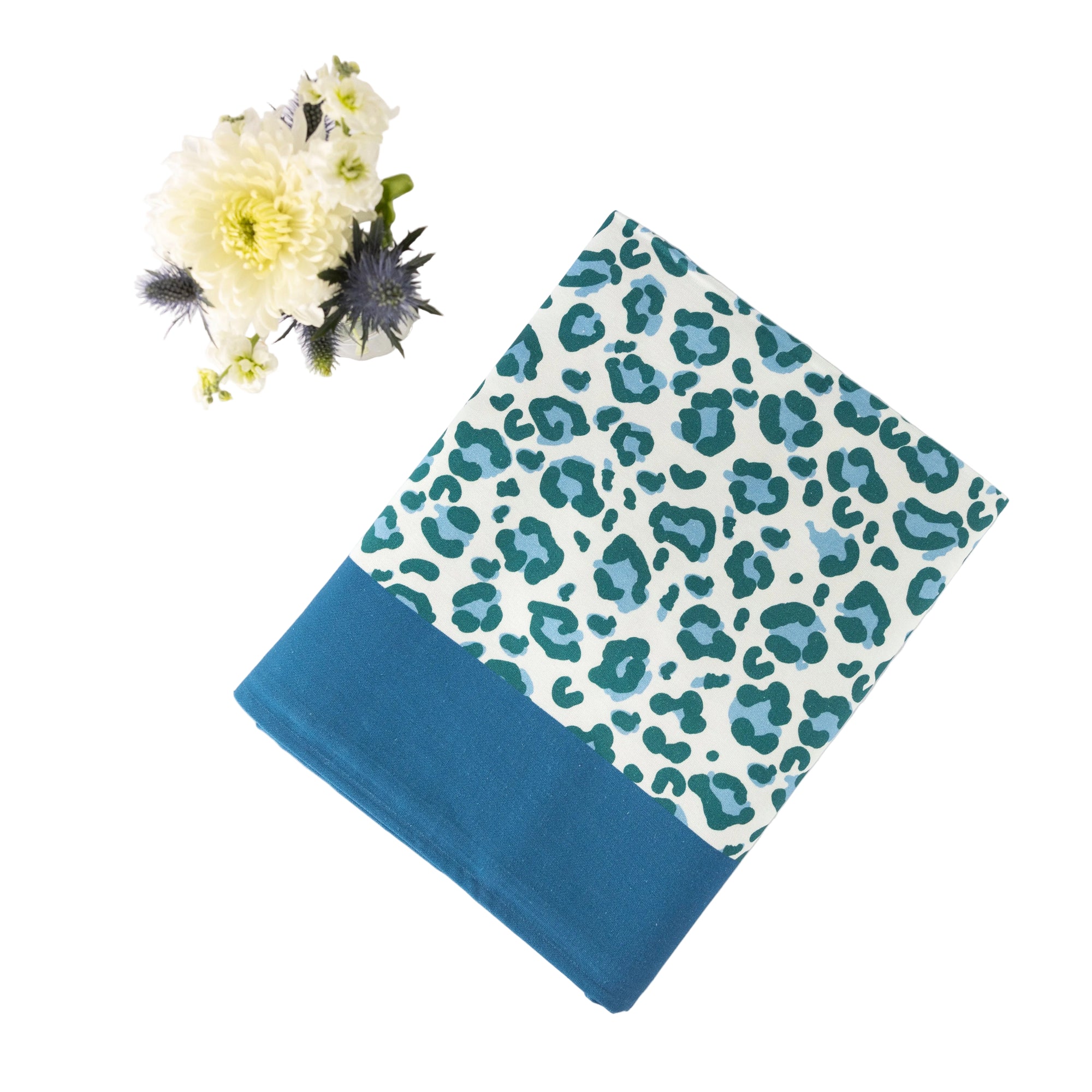 Amalfi Blue Leopard Tablecloth