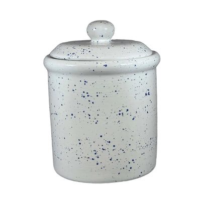 Light speckled blue canister