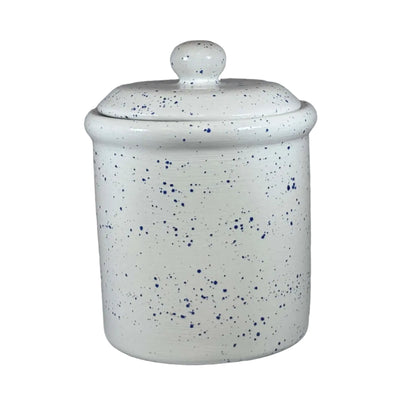 Light speckled blue canister