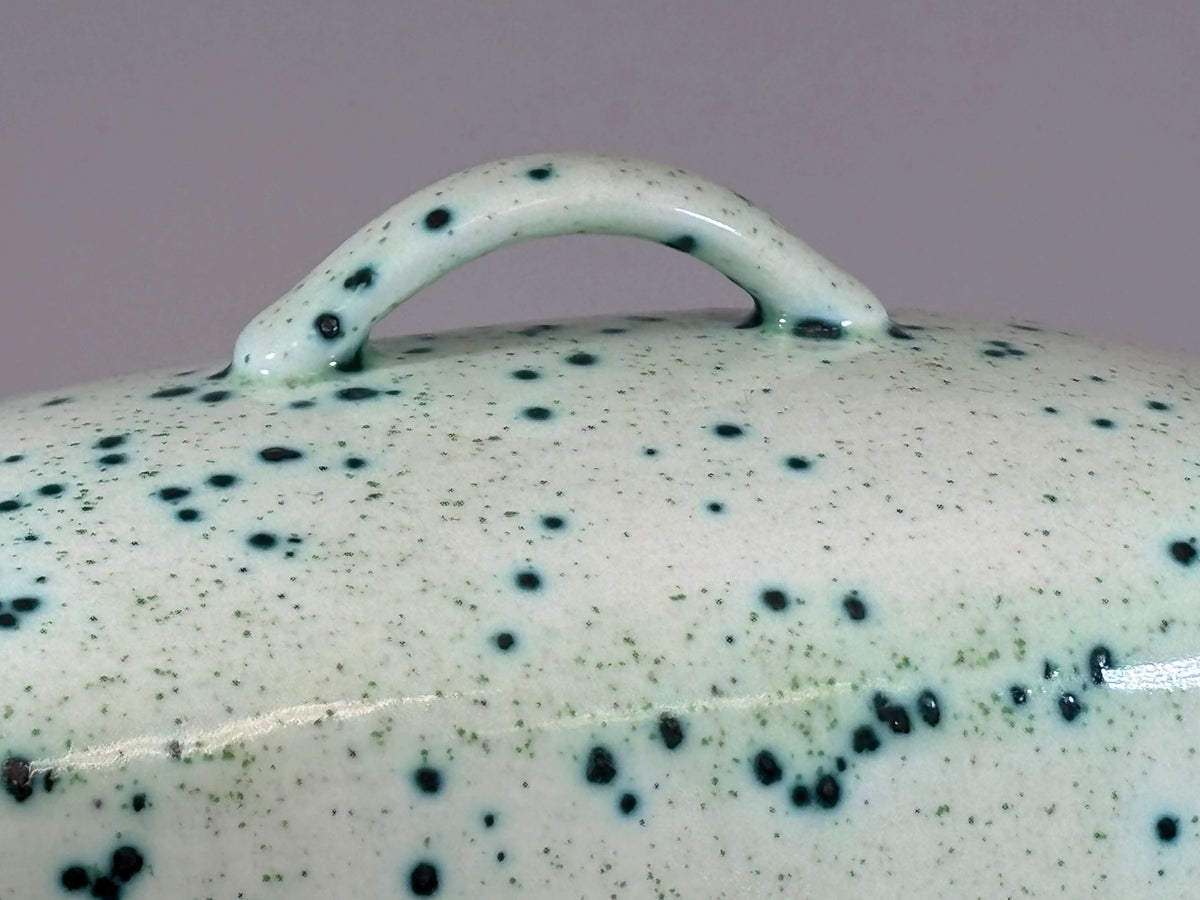 Butter Dish, Speckled Green Glaze