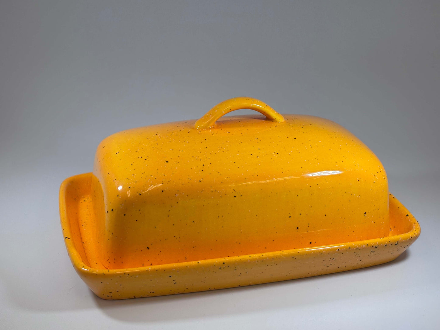stoneware yellow butter dish