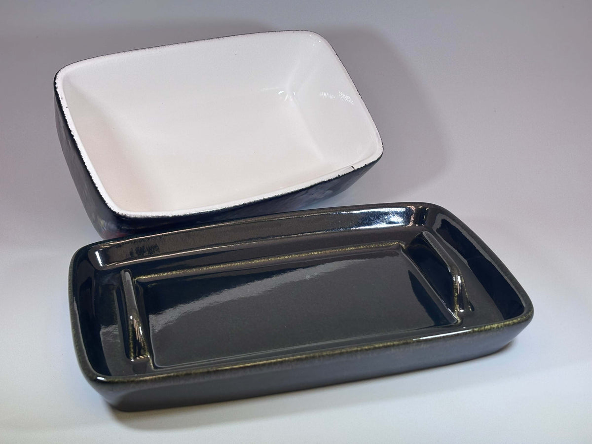 abstract stoneware butter dish