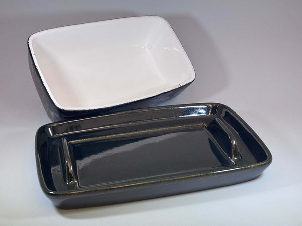 abstract stoneware butter dish