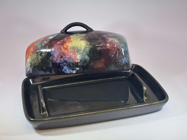 abstract stoneware butter dish