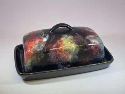 abstract stoneware butter dish
